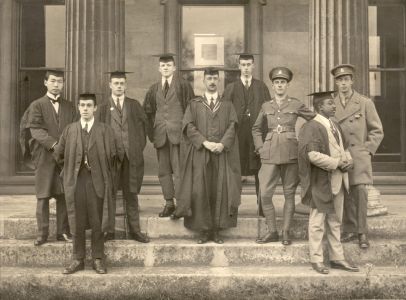 Downing College matriculation photograph, 1917 (courtesy of the family of Frank Furniss, 2nd left).