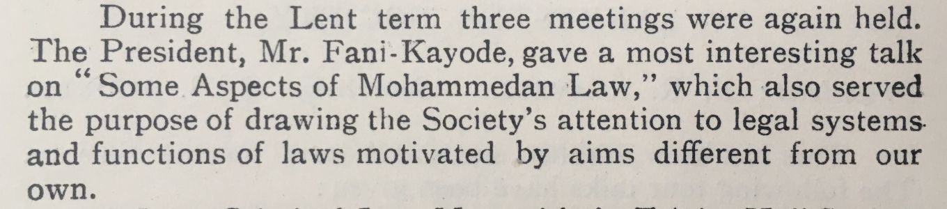 Griffin extract re a talk on 'Mohammedan Law' by Remi Fani-Kayode (1943)