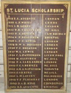 St Lucia Scholarship board including E. L. Auguste, its first recipient